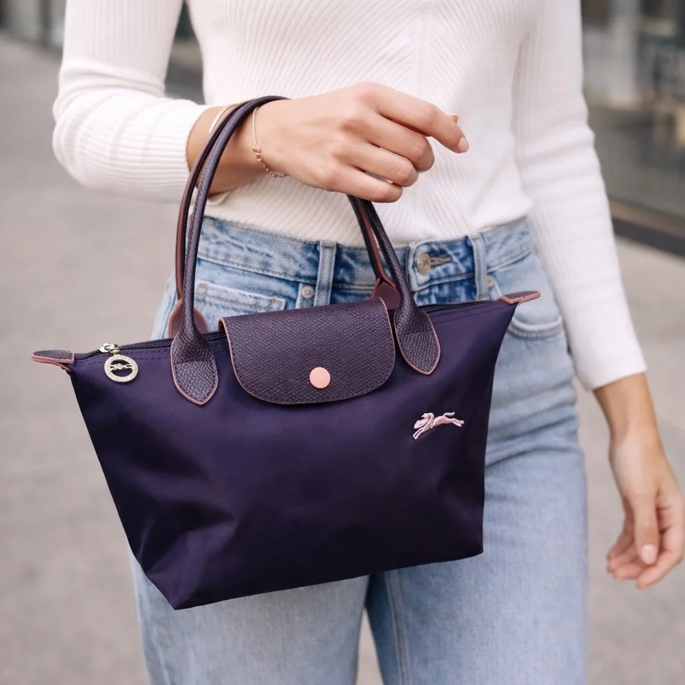 Authentic Longchamp mini Elegant Navy Blue Tote Bag - Picture 1 of 14